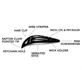 Tacticlip - 4 Pack - Spring Steel Tactical Hair Clips, Multitool Snap Black Barrettes - Multi-Functional Keychain Metal Multi Tool - Copper Rivet, Minimalist Laser Engraving