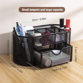 MumdoYAL MumdoYAL Büroorganizer und -spender Schreibtisch Organizer, Mesh Metall Büro Organizer mit Schublade und Stifthalter für Stifte, Haftnotizen, Hefter, Ordnerklammern, Platzsparendes Desk Organizer
