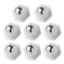 Drcoevo Self Adhesive Mini Caster Wheels for Small Kitchen Countertop Appliances, Appliance Sliders, 360°Rotation Swivel Stainless Steel Rollers for Furniture Storage Bins Trash Can White 8PCS