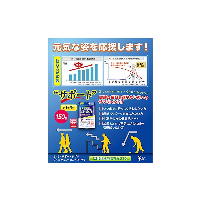 Japan Gals SC Easy Support Supplement Glucosamine + Chondroitin, 8.5