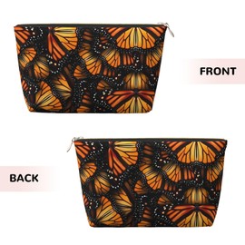Orange Monarch Butterflies Travel Toiletry Bag for Women and Men, Water-Resistant Purse Zipper Makeup Cosmetic Pouch Bag Travel Organizer Wash Bag for Accessories,Toiletries