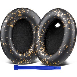 SOULWIT Replacement Earpads for Sony WH-1000XM4 (WH1000XM4) Headphones, Ear Pads Cushions with Noise Isolation Foam, Added Thickness, Without Affecting Sensor - Black Gold