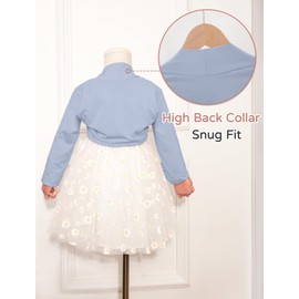 FEOYA Kid Girls Ballet Dance Cardigan Wrap Top Warm-up Crop Top Coat Gym Outerwear Bolero Shrug Ballerina Warm Up Crop Tops Blue 4-5T