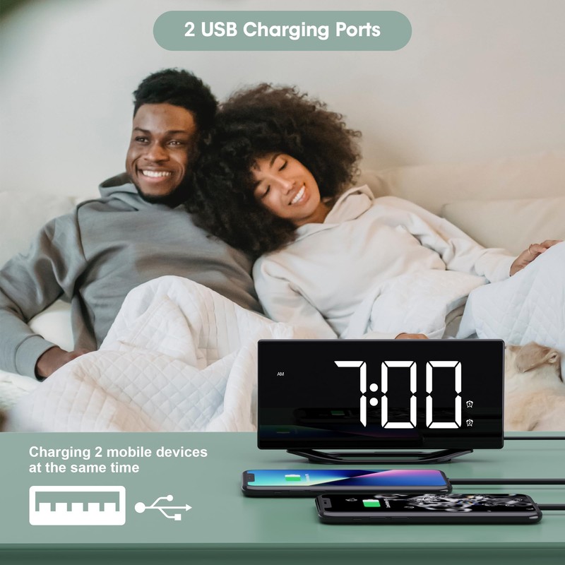 Digital Clock Large Display for Bedrooms, 8.7" LED Dual Alarm