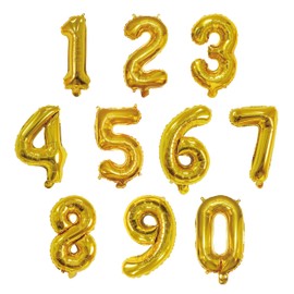 YPSelected 16 Inch Foil Mylar Number Balloons 0-9 for Party Decoration (Gold)