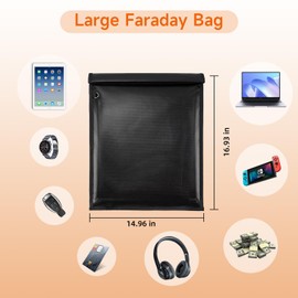 Faraday Bags 17'' x 15'', Large EMP Proof faradaybag Anti-Theft Anti-Tracking for Laptops & Tablets & Phones & Car Keys, Fireproof & Waterproof RFID Signal Blocker Faraday Pouch