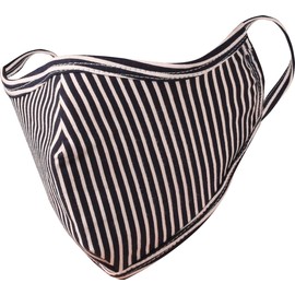 Touchstone Soft Cotton Knitted Face Mask - Medium Size Comfortable Washable Double Layer. (Pack of 3). Blue White Black