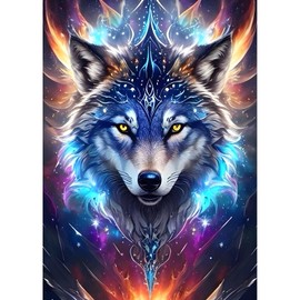 DPHERO DIY Wolf Diamond Painting Pictures for Adults Beginners, 5D Fantasy Diamond Painting Set, DIY Round Stones Dreamland Diamond Art Kits, Wolf Diamond Painting for Home Decor 30 x 40 cm