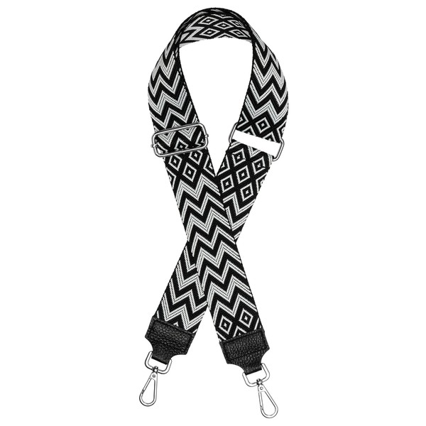 Caspar BSG02 Wide Leather/Textile Shoulder Strap with Silver Carabiner for