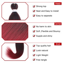 Xtrend 30 Inch EZ Braids 8 Packs Copper Red Pre-Stretched Easy Braiding Hair Extensions for Box Braids Hair Hot Water Setting Synthetic Fibre Hair Extensions 350#