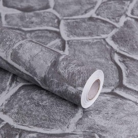 Okydoky Grey Stone Peel and Stick Wallpaper, 17.7" x 78.7", Removable Film Textured Wallpaper Self-Adhesive, Home Decor for Room Kitchen Wall Cabinet Vinyl Roll NO.101-2