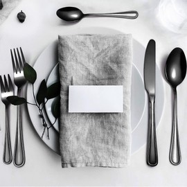 OriGlam Silverware Set Stainless Steel Flatware Cutlery Set, Tableware Cutlery Set Eating Utensils Sets for Home Kitchen Restaurant (Black)