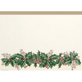 Creative Converting Winter Holly Border Print Plastic Tablecloth Cover, 54 by 108-Inch