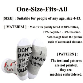 G2TUP Phlebotomist Socks Phlebotomy Technician Gift Don't Panic I'm a Friendly Vampire I Mean Phlebotomist Socks Phlebotomy Merch