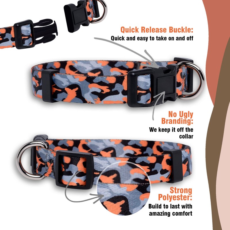 Camo Dog Collar (Medium, Orange)