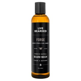 Live Bearded Beard Wash, 8 fl oz - Water-Based Face Cleanser with All-Natural Ingredients for a Gentle, Deep Clean - Made in the USA | Forge Scent - Hinoki Cypress, Clove, Amber