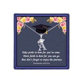 TINGN Graduation Gifts for Her 2025 Initial Necklace, Initial A Meaningful Cap Pendant Graduation Necklace Friendship Gifts for Girls Women Friends College Graduation Gifts for Her 2025 Daughter