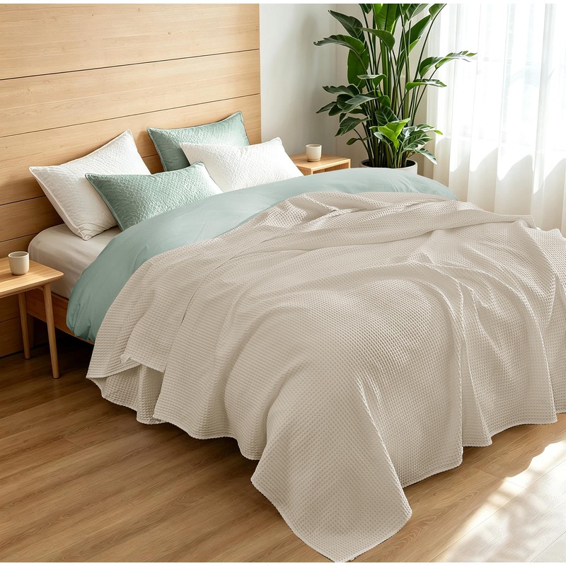 100% Egyptian Cotton Waffle Weave Blanket Full Size for Bed,