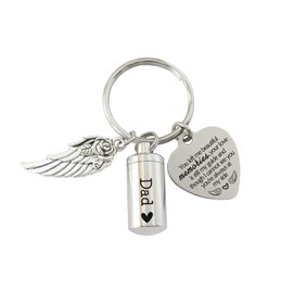 DJwindfy Small Keepsake Urn for Ashes Dad Memorial Gift Sympathy Gifts for Loss of Father Mini Cremation Urn Keychain Silver