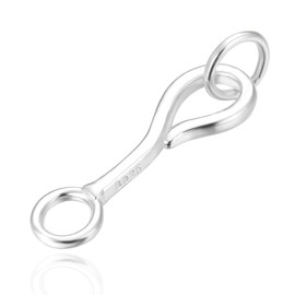 Adabele - Juego de 2 cierres de plata de ley 925 auténtica con anillo móvil de 20 mm, elegante conector de gancho en S hipoalergénico sin níquel para fabricación de joyas SS260