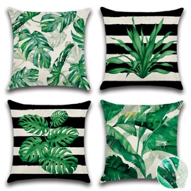 Ohok Waterproof Cushion Cover 45 x 45 cm, Set of 4 Decorative Outdoor Cushion Covers, Decorative Sofa Cushion, Couch Cushion, Decorative Cushion Covers for Sofa, Living Room, Balcony, Garden, Car