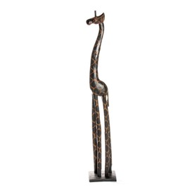 30 cm Wooden Giraffe Decorative African Style Handmade Fair Trade Dark Simple