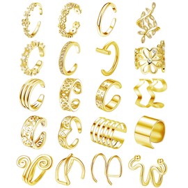 Milacolato 20 pieces ear cuff set women's ear cuff earrings ear cuffs set helix cartilage clip on wrap earring fake piercings ear cuffs ear cuff., Stainless Steel,