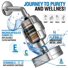 Filtered Shower Head with Shower Filter System | Filtro para Ducha de Baño | High Pressure Shower Head; Hair and Skin Accesry to Enhance Beauty and Care Routine | Shower Filter Head