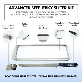 Stainless Steel Meat Slicer Cutting Board For Making Beef Jerky with 10 Inch Carving Knife and Finger Gaurd