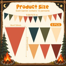 Pajean 5 Pcs Camping Pennant Banner Flags Camping Party Paper Triangle Banners Orange Green Brown Bunting for Jungle Safari Woodland Fall Baby Shower Wedding Vintage 70th Birthday Party Decoration