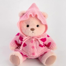 Cuddly Teddy Bear Collection – Different Styles with Changeable Outfits! Plush Toys for Boys & Girls:_Love Heart Sweater With Pink Bear