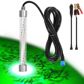XXK F1 12V Underwater Fishing Light 100W 10000lm Bright Fish Attracting Light for Boat Docks Kayaks at Night, Submersible Green Light Attractants for Crappie Snook Squid Bait Catfish (16.4ft Cord)