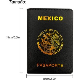 Funda para Pasaporte de Cuero Lumbor37 Protector Organizador de Documentos de Viaje Cartera para Pasaporte de Viaje Familiar para Hombres y Mujeres (Negro)