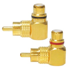KAUMO RCA Plug Right Angle 90 Degree 90° Copper/Gold Plated (Black / Red Set)