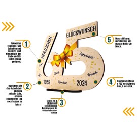 defiPad ? 2024 Wooden Sign Guest Book 65th Birthday Gift for Woman or Man | 65th Wooden Gifts and Guest Book for Birthday Anniversary | Birthday Decoration | Birthday Gift for Women