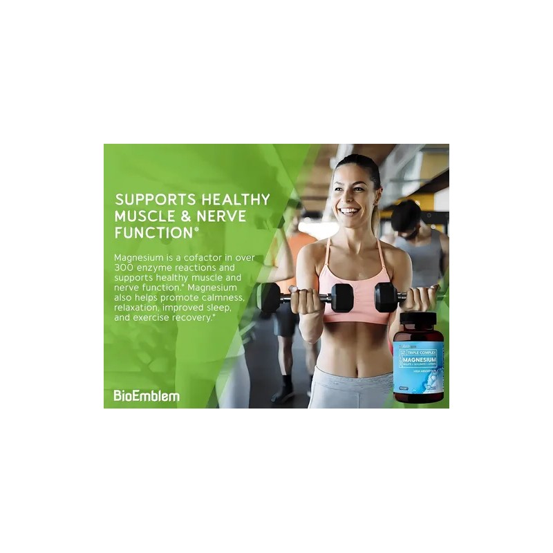 Bioemblem Magnesio Triple Cápsulas 300mg Alta Absorción Vegano Gluten
