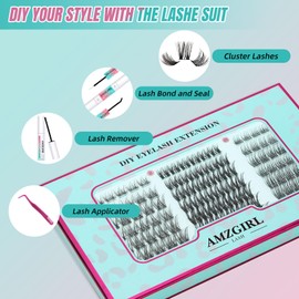 Lash Clusters Kit 144 PCS Eyelash Clusters DIY Lash Extension Kit Lashes Clusters Wispy Cluster Eyelash Extensions with Lash Bond and Seal Cluster Lashes Remover and Tweezer(C-Mix 8-16mm Kit)