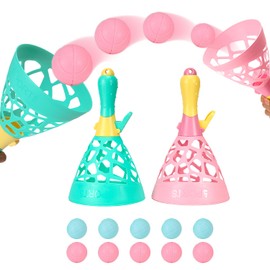 Pop und Catch Ballspiel mit 10 Bällen und 2 Catch-Launcher-Körben – Spielaktivitäten für drinnen und draußen, Spiele und Aktivitäten für drinnen und draußen für Kinder ab 4 5 6 7 8 9 und 10 Jahren