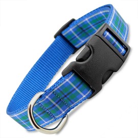 Plaid Dog Collar, Blue Douglas Tartan, Medium Dogs 22 - 35 lbs (Collar: 3/4" Wide, 10" - 16" Long)