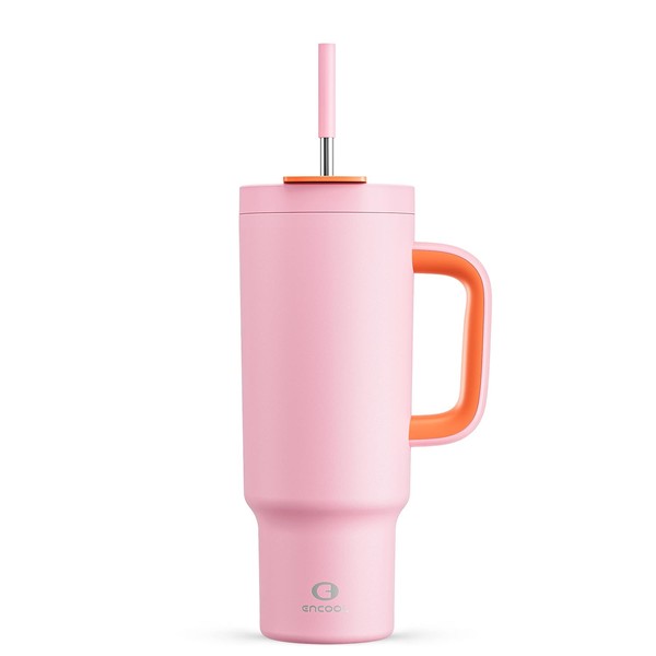 ENCOOL - Vaso de 40 onzas con asa y pajita