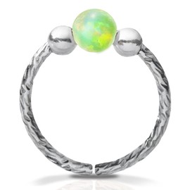 Silver Nose Ring - Opal piercing Hoop 20 gauge - Tiny Piercings Nose Rings hoop - Green Opal nose hoops - Thin Nose Hoop - Green opal piercing