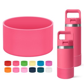 Mokoart Silicone Boot Compatible with YETI Kids Water Bottle 12 oz and Rambler 18 oz Bottle, Anti-Slip Sleeve Bottom Protector Accessories for YETI Rambler 12/18oz (Tropical Pink)