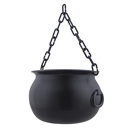 Generique Magic Witch's Cauldron Hanging Decoration with Chain Black 14 cm