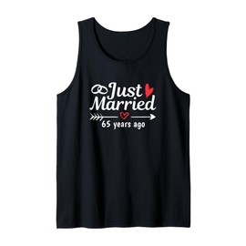 Just Married 65 Years Ago Funny Couple Wedding Anniversary Tank Top