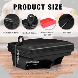 Qualirey 6 Pack Rat Bait Stations with 6 Keys Reusable Heavy Duty for Rodents Outdoor Mouse Poison Holder Large Station Traps for Mice Pests, Bait Not Included(Black)