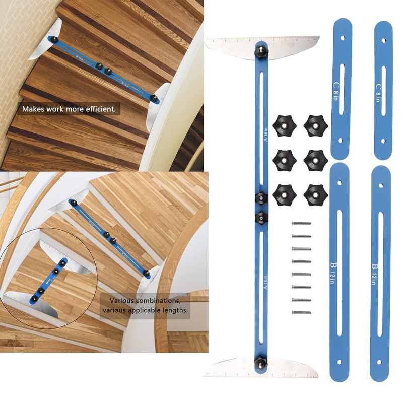 EWANYO Stair Tread Template Tool, Metal Stair Tread Gauge Shelf