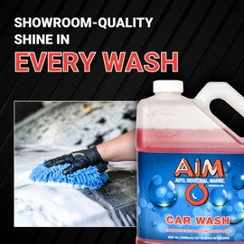 AIM Chemicals Car Wash - High Foam Formula Car Shampoo, Professional Car Wash Shampoo Compatible with Ceramic Coatings - Ideal for Foam Guns - Streak-Free Finish for Detailing - 1 Gal