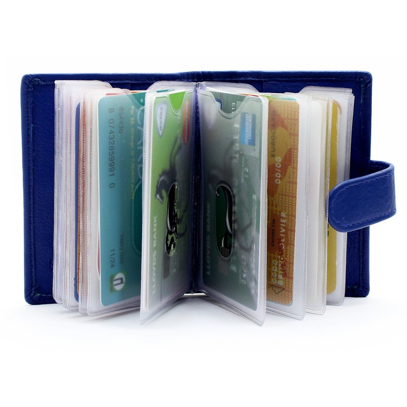 RAS Mens Womens Small Leather 24 Credit Cardholder with Popper