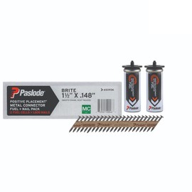 Paslode Positive Placement Metal Connector Fuel & Nail Pack - 1.5 inch x .148 Gauge - 2 Fuel Cells - 1,600 Heat Treated Nails - Building Code Recognized