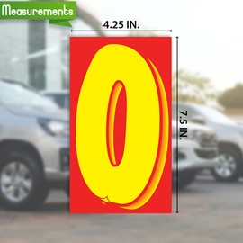 Versa-Tags 36 Number Zero (0) 7.5-Inch Yellow and Red Windshield Pricing Number Stickers for Car Dealers